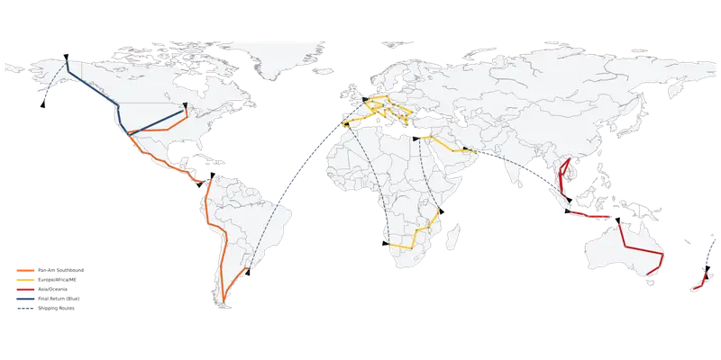 Journey Overland Expedition world route map – JOE4x4 global route